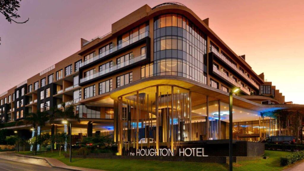 Houghton Hotel Lloys Ellis Avenue Exterior View sunset shot